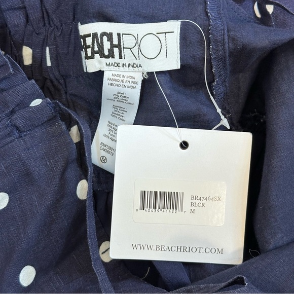 BEACH RIOT Valory Maxi Dress in Navy Polka Dot cotton linen flowy blue summer - Picture 4 of 5